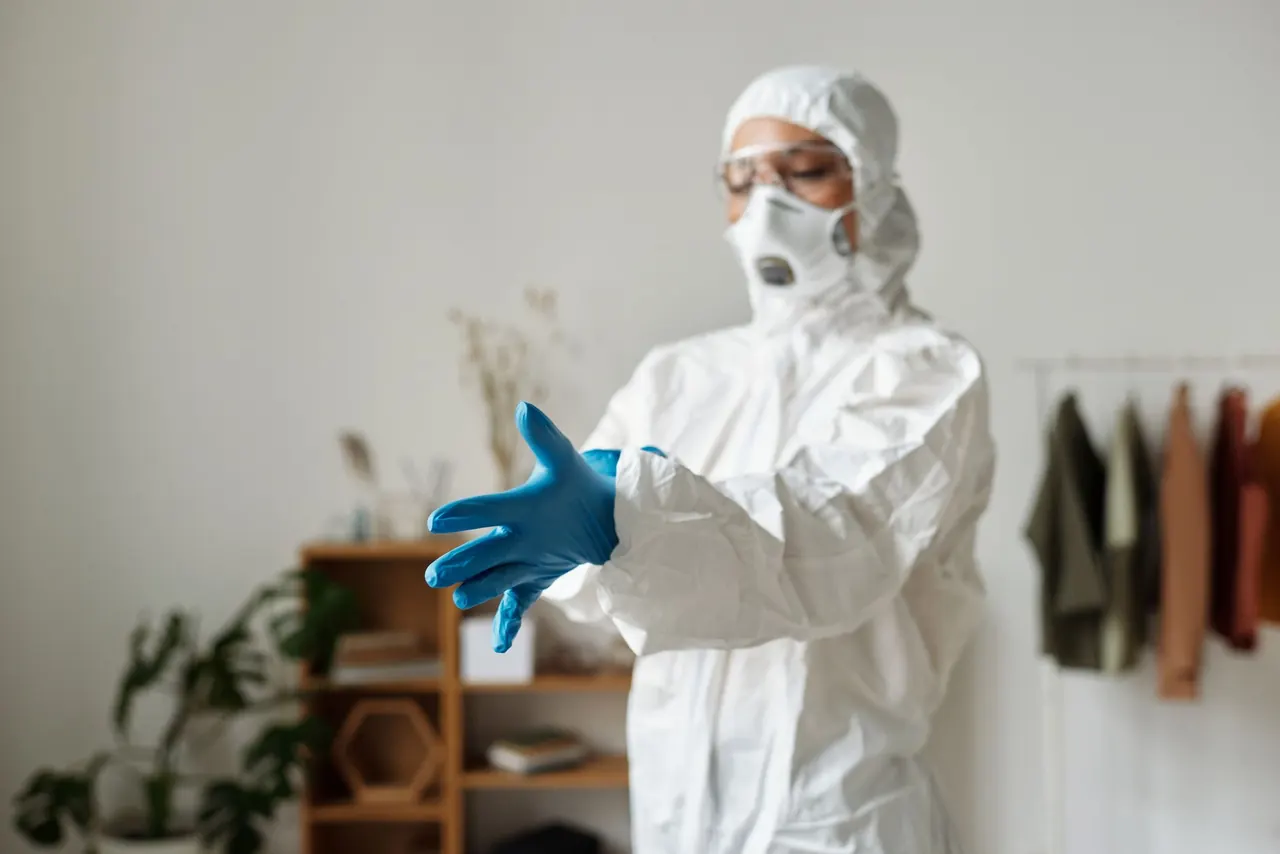Mold growth from biohazard residues in affected areas